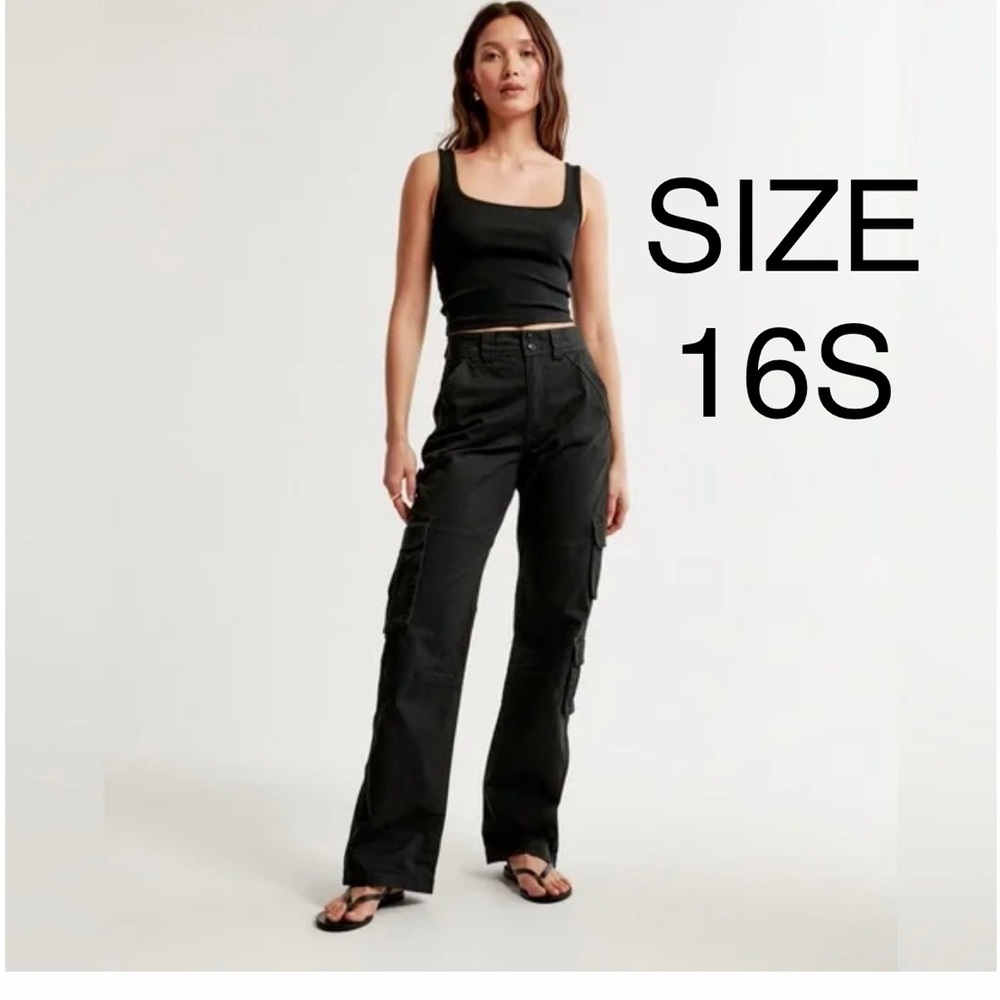 Abercrombie & Fitch Black Wide Leg Cargo Pants